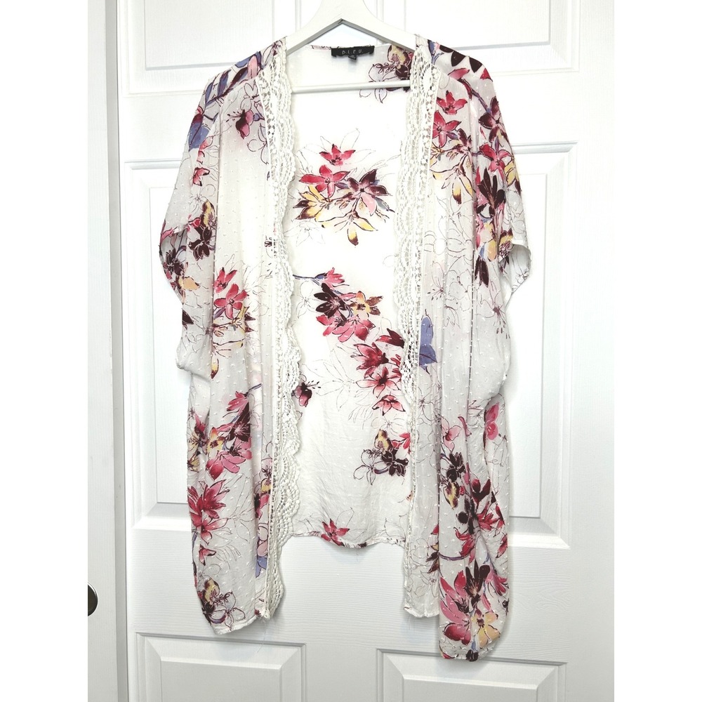 B.L.E.U. Floral‎ Kimono Crochet Lace Clip Dot Medium